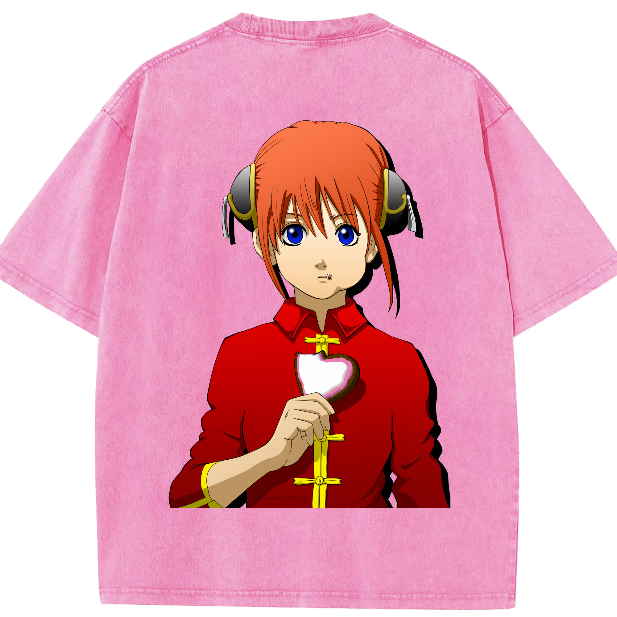 （画像用） ぎんたま 坂田銀時（さかたぎんとき） 神楽 志村新八（しむら しんぱち） GINTAMA Sakata Gintoki Kagura Shimura Shinpachi 綿100% ヴィンテージ風 半袖Tシャツ（背面プリント）